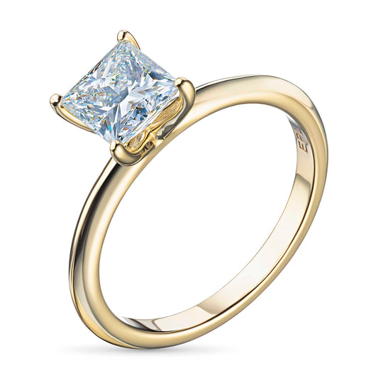 14K Yellow Gold Ring with Lab-Created Diamonds