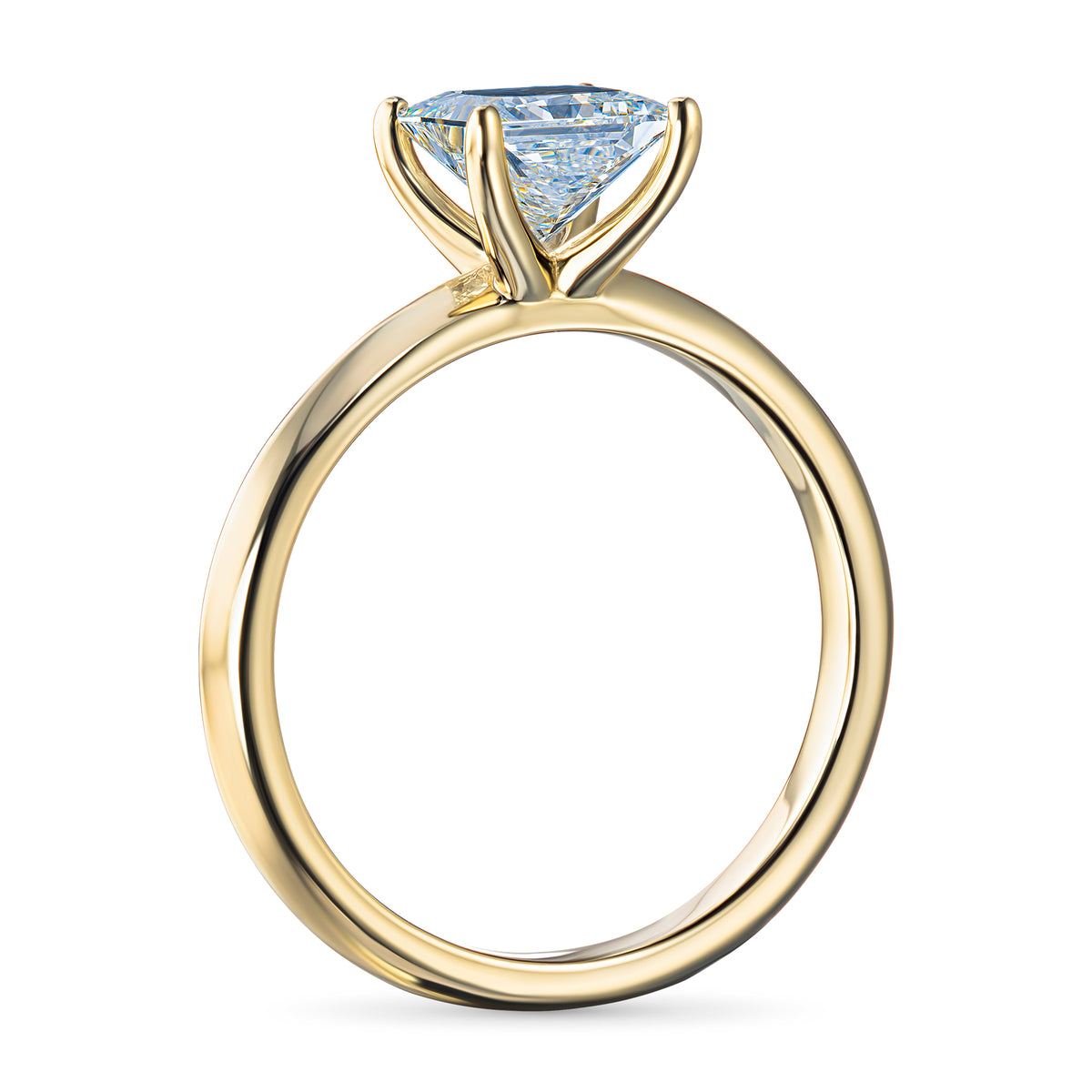 14K Yellow Gold Ring with Lab-Created Diamonds
