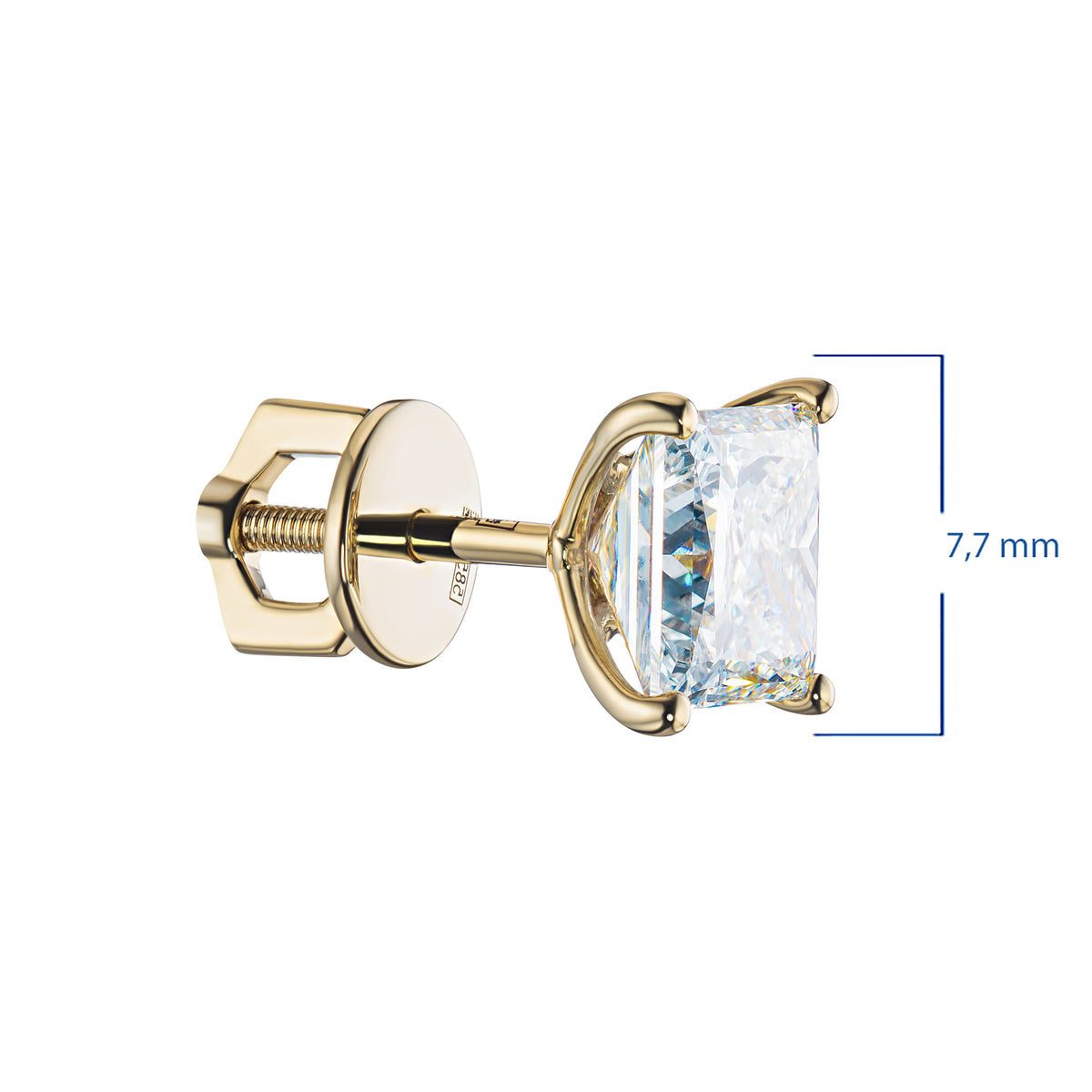 14K Yellow Gold Earring Studs with Lab-Created Diamonds