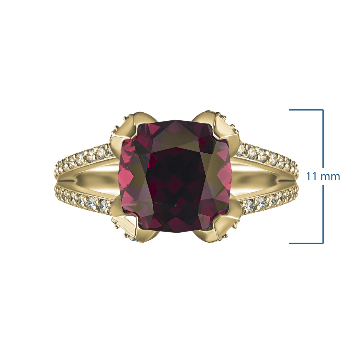14K Yellow Gold Ring with Garnet and Lab-Created Diamonds