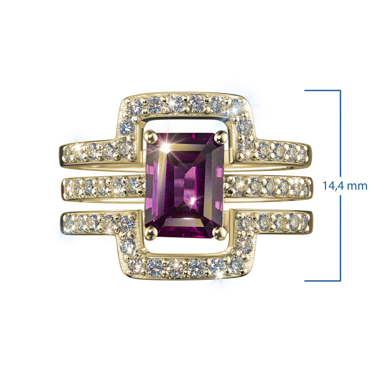 14K Yellow Gold Ring with Garnet and Lab-Created Diamonds