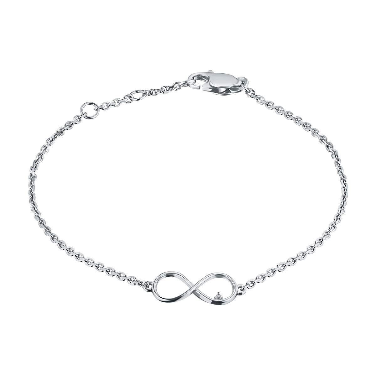 Sterling Silver Bracelet with Lab-Created Diamonds