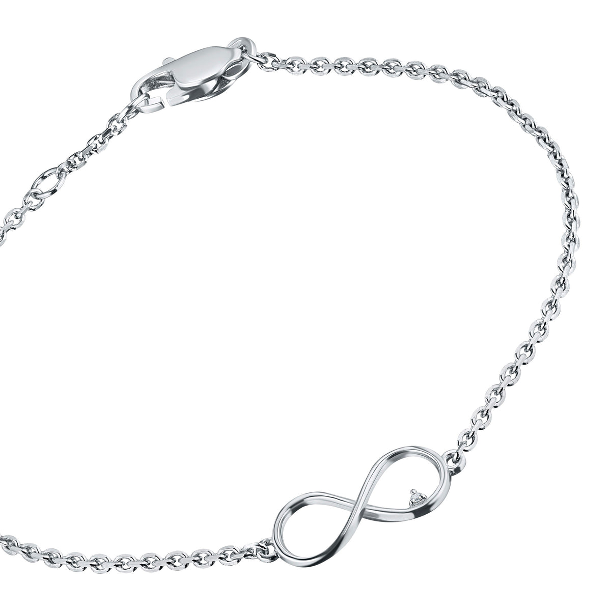 Sterling Silver Bracelet with Lab-Created Diamonds