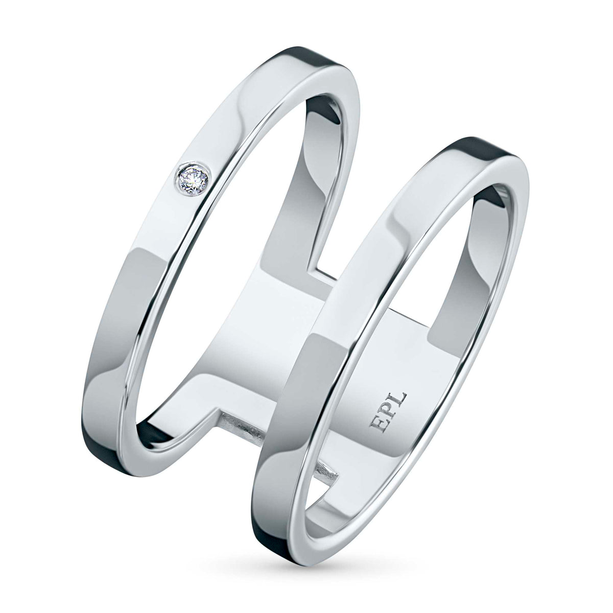 Sterling Silver Ring with Lab-Created Diamonds