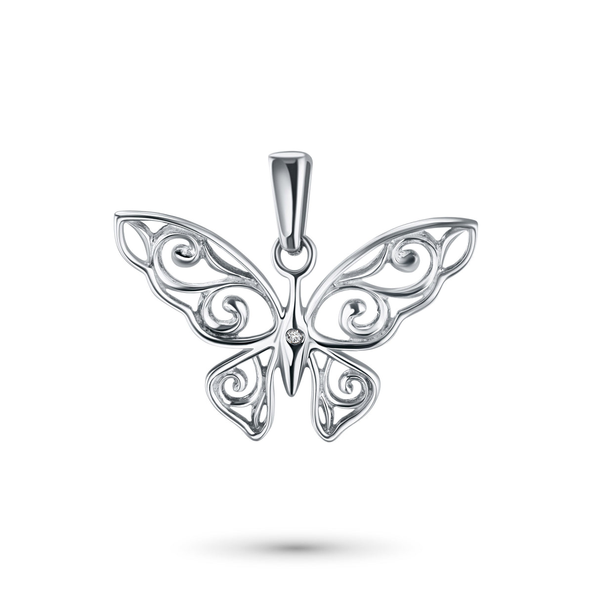 Sterling Silver Pendant with Lab-Created Diamonds