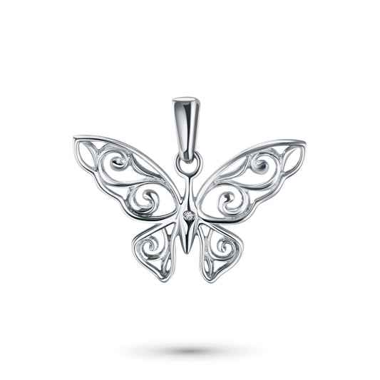 Sterling Silver Pendant with Lab-Created Diamonds