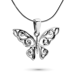 Sterling Silver Pendant with Lab-Created Diamonds