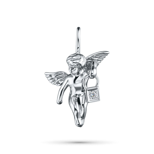 Sterling Silver Pendant with Lab-Created Diamonds
