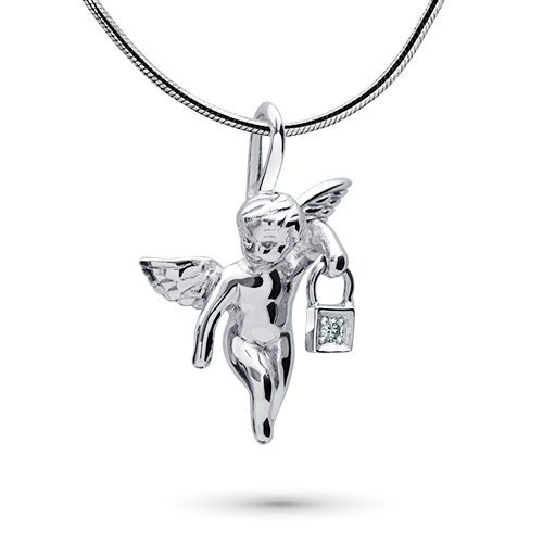 Sterling Silver Pendant with Lab-Created Diamonds