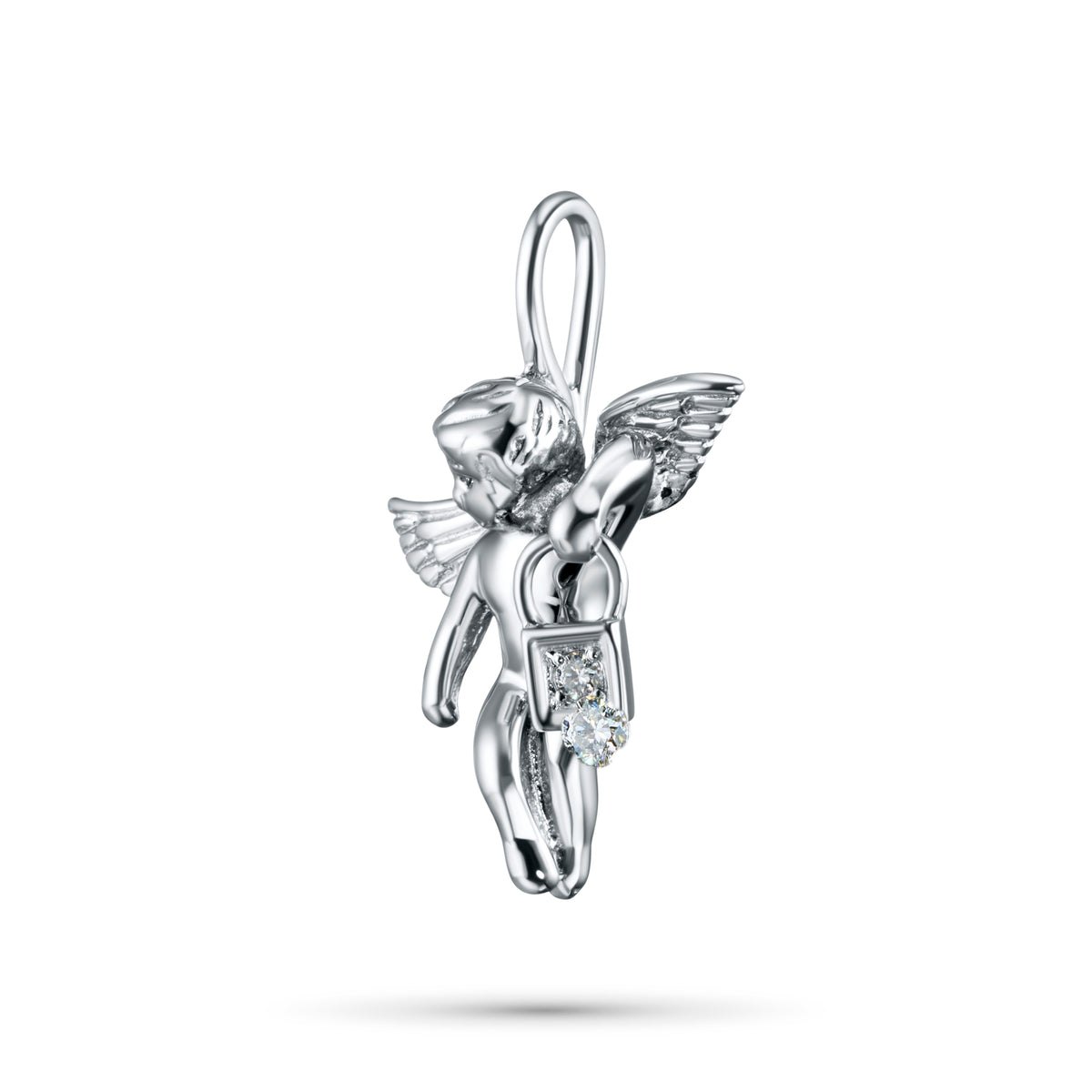 Sterling Silver Pendant with Lab-Created Diamonds