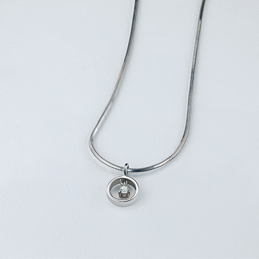 Sterling Silver Pendant with Lab-Created Diamonds