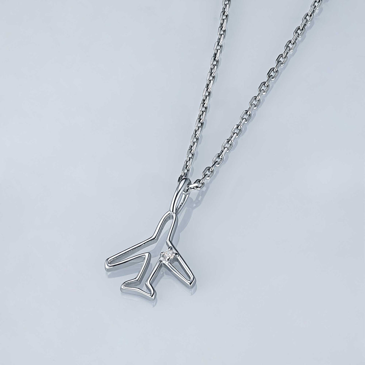 Sterling Silver Pendant with Lab-Created Diamonds