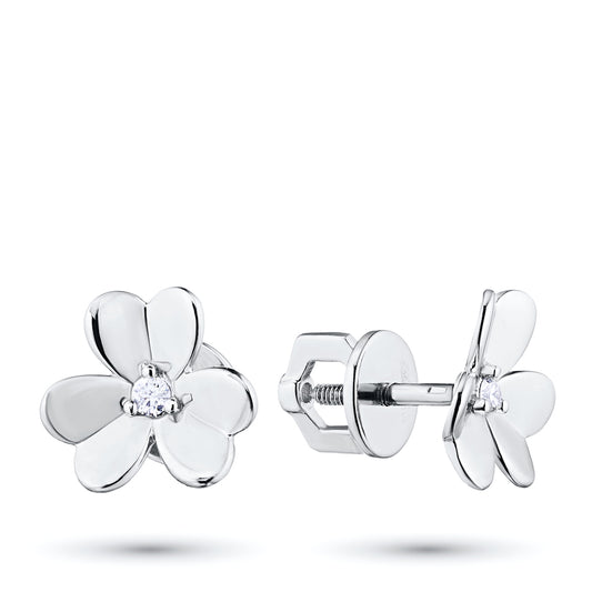 Sterling Silver Earring Studs with Lab-Created Diamonds