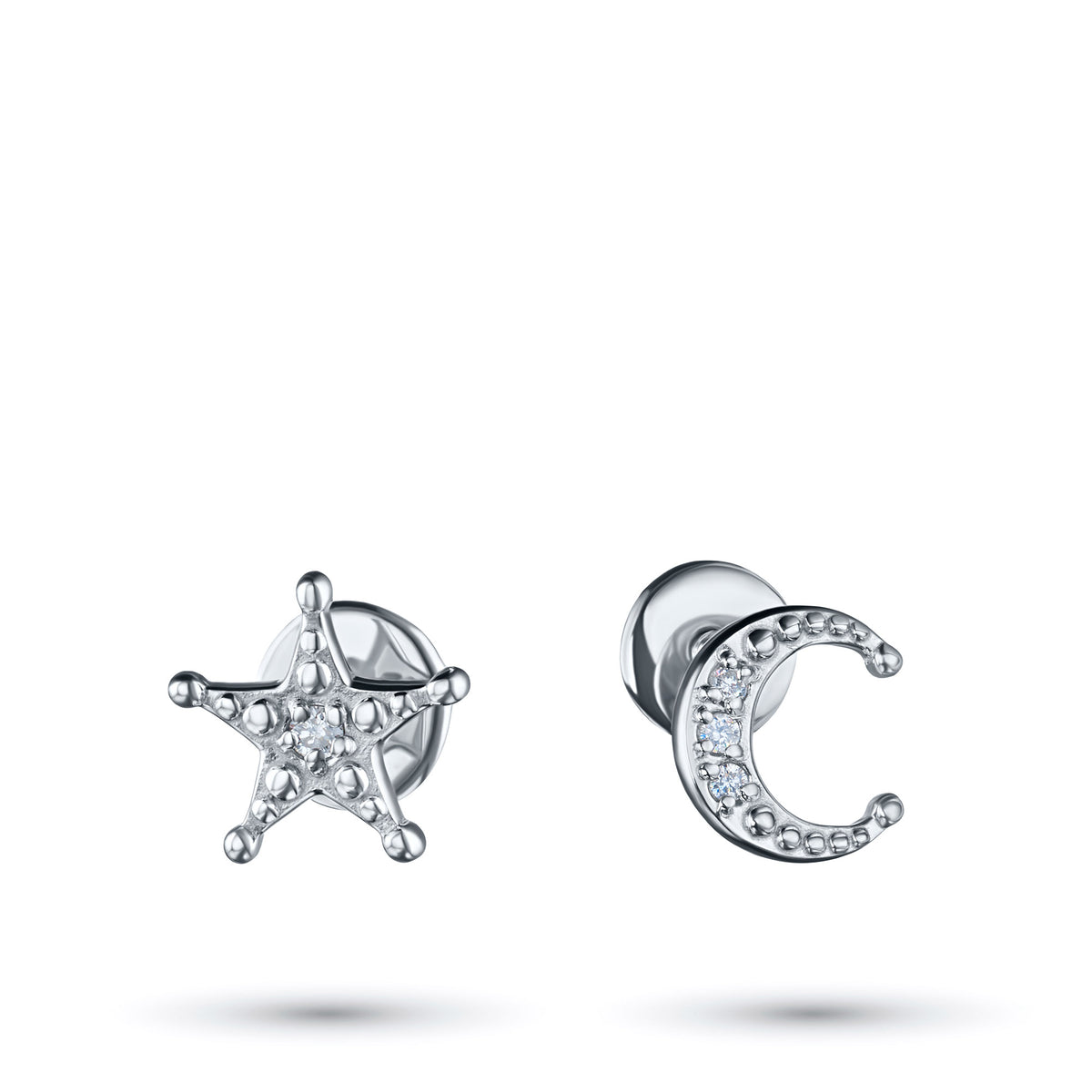 Sterling Silver Earring Studs with Lab-Created Diamonds