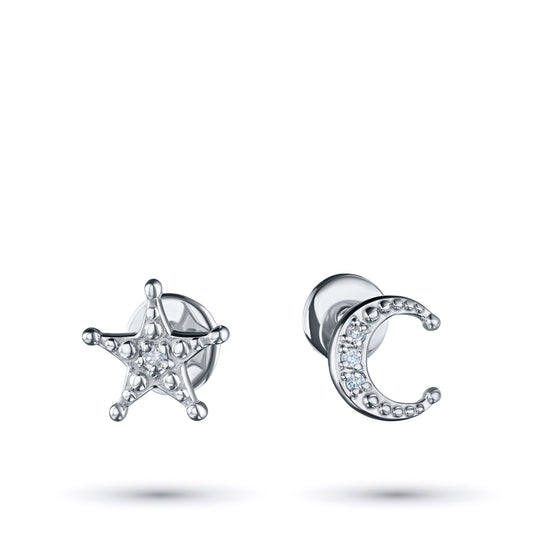 Sterling Silver Earring Studs with Lab-Created Diamonds