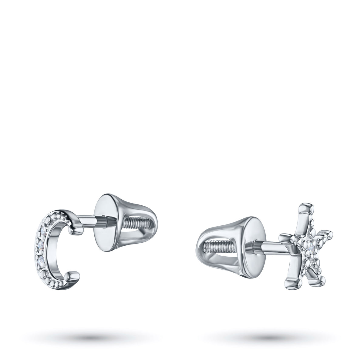 Sterling Silver Earring Studs with Lab-Created Diamonds