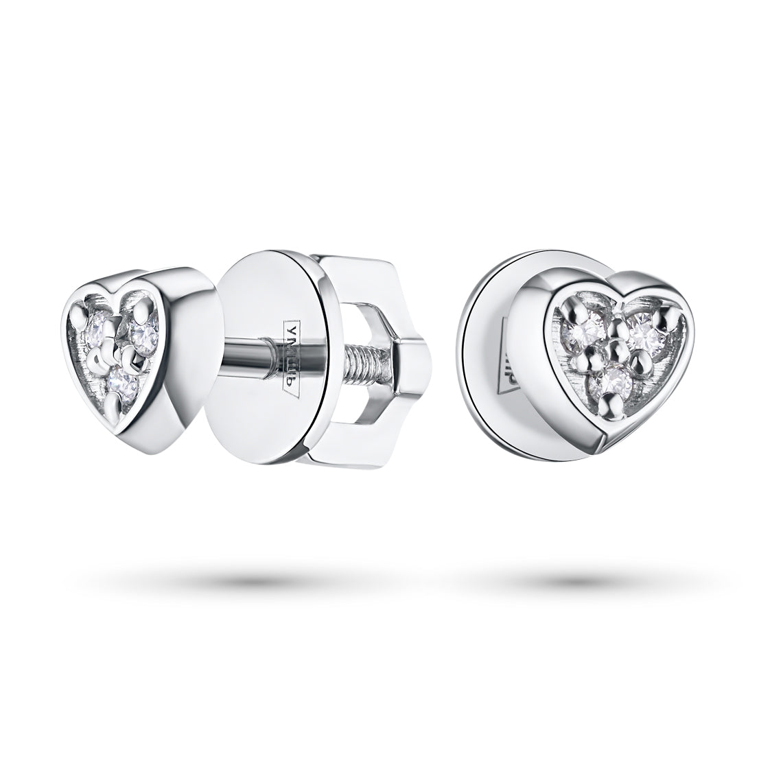 Sterling Silver Earring Studs with Lab-Created Diamonds
