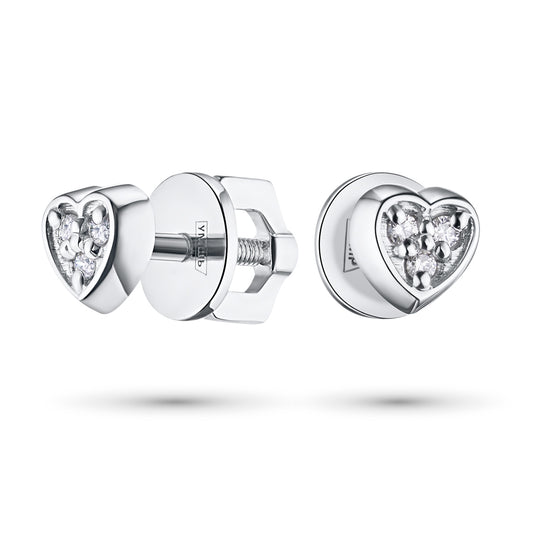 Sterling Silver Earring Studs with Lab-Created Diamonds