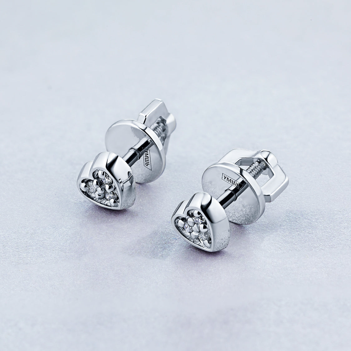 Sterling Silver Earring Studs with Lab-Created Diamonds