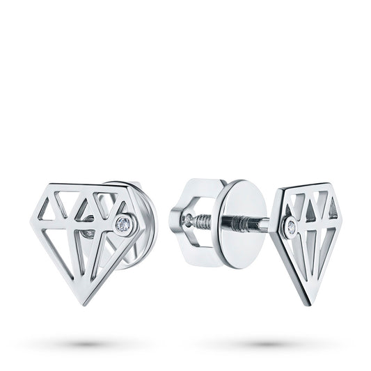 Sterling Silver Earring Studs with Lab-Created Diamonds