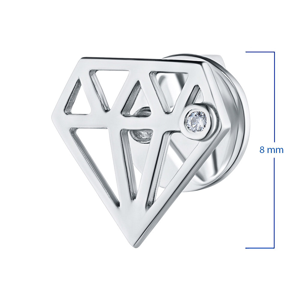 Sterling Silver Earring Studs with Lab-Created Diamonds