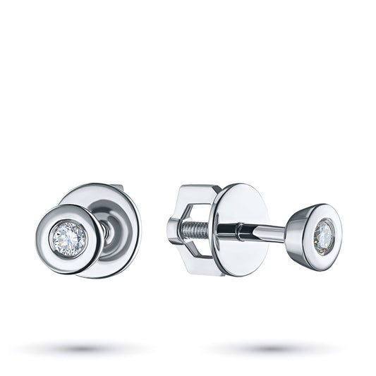 Sterling Silver Earring Studs with Lab-Created Diamonds
