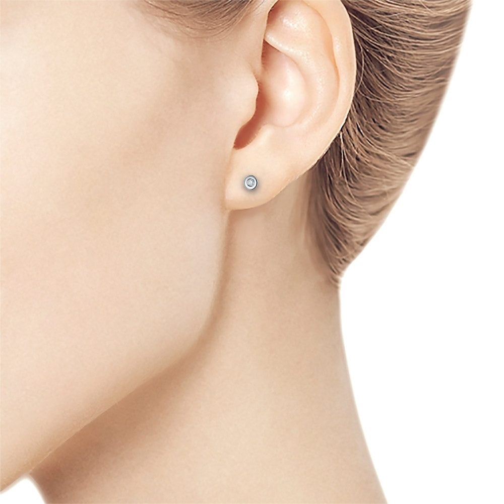 Sterling Silver Earring Studs with Lab-Created Diamonds