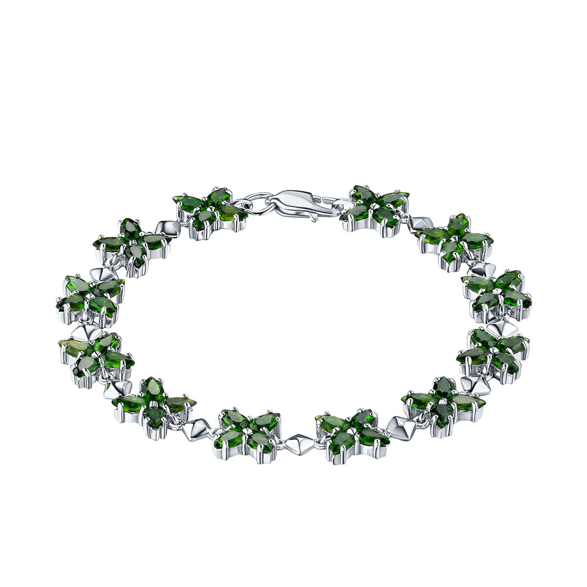 Sterling Silver Bracelet with Chrome Diopside