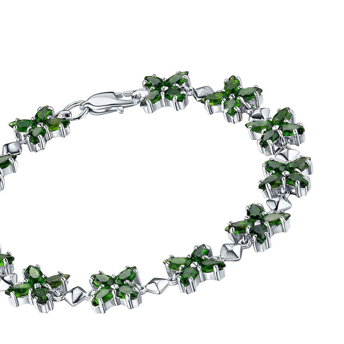 Sterling Silver Bracelet with Chrome Diopside