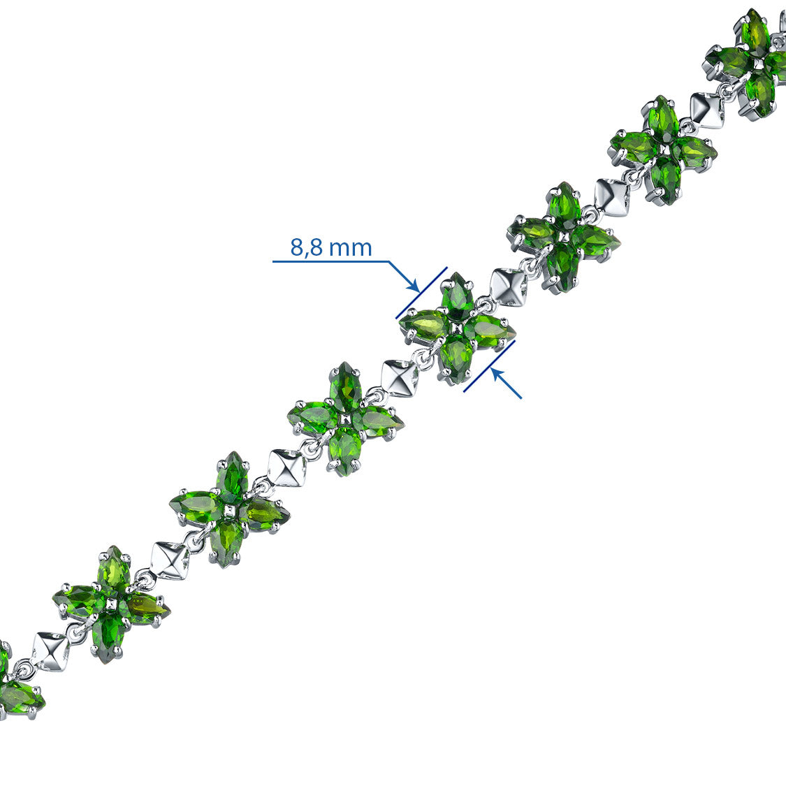 Sterling Silver Bracelet with Chrome Diopside