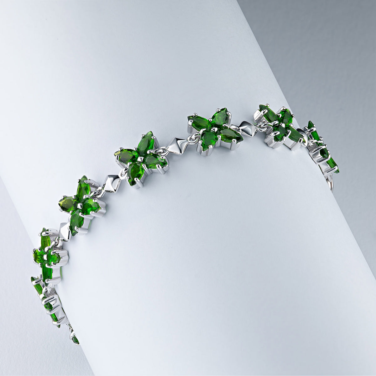 Sterling Silver Bracelet with Chrome Diopside