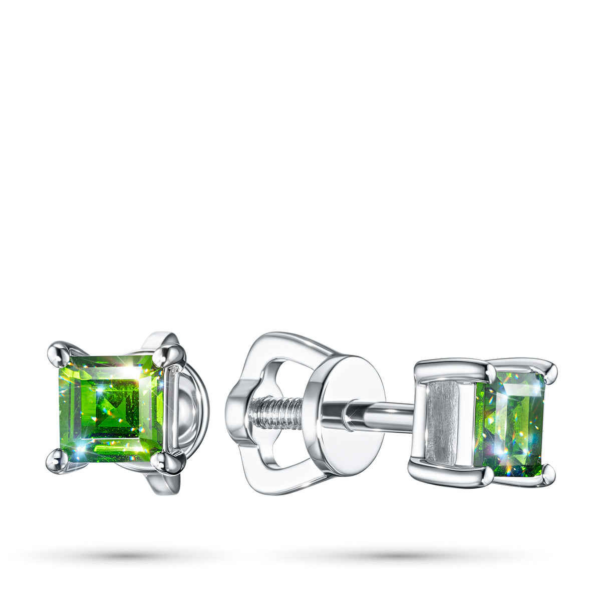 Sterling Silver Earring Studs with Chrome Diopside