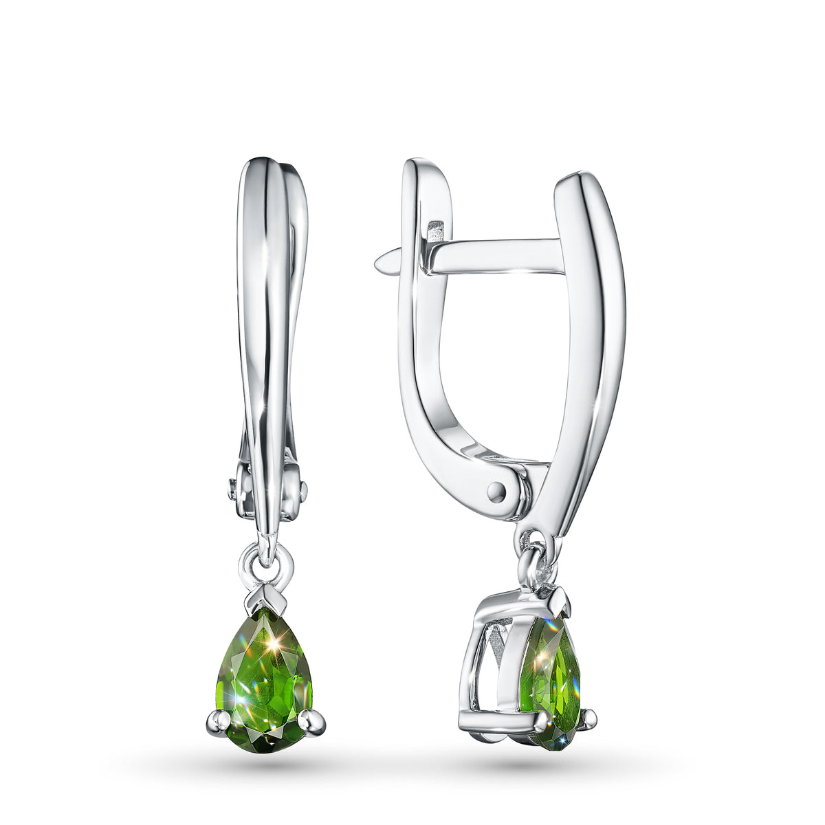 Sterling Silver Earrings with Chrome Diopside