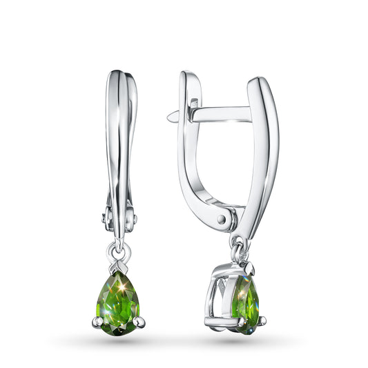 Sterling Silver Earrings with Chrome Diopside