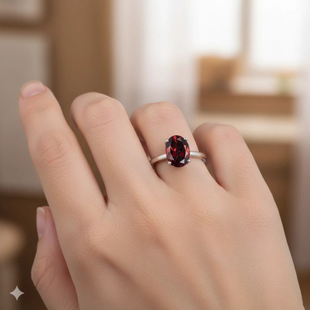 Sterling Silver Ring with Lab-Created Diamonds