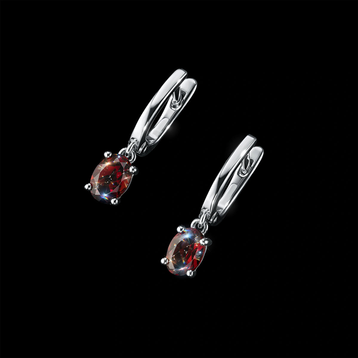 Sterling Silver Earrings with Garnet