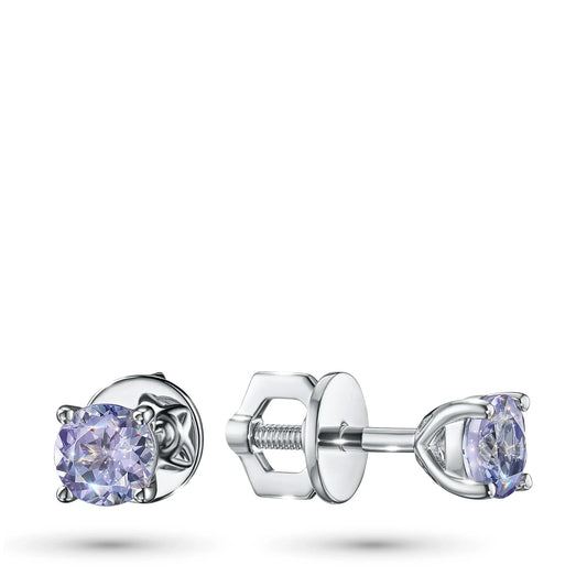 14K White Gold Earring Studs with Lab-Created Emerald