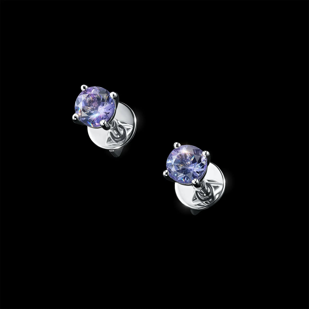 14K White Gold Earring Studs with Lab-Created Emerald