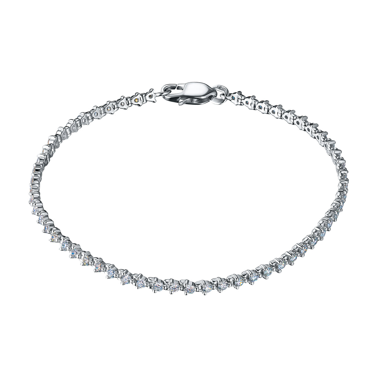 Sterling Silver Bracelet with Lab-Created Diamonds