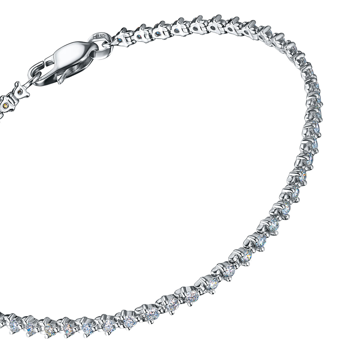 Sterling Silver Bracelet with Lab-Created Diamonds