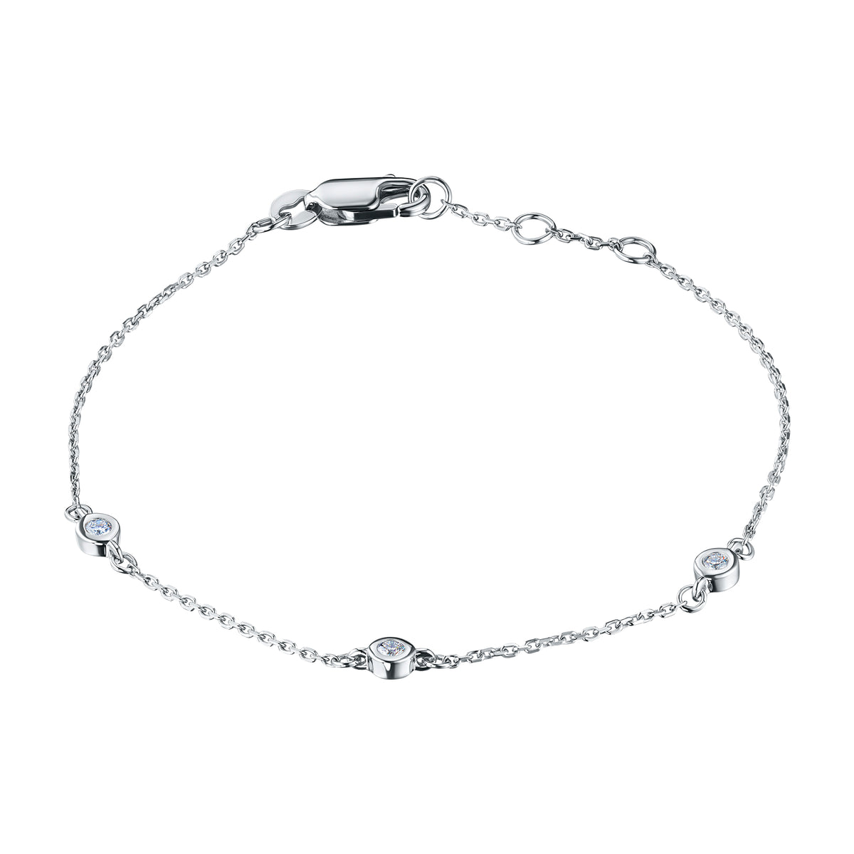 Sterling Silver Bracelet with Lab-Created Diamonds