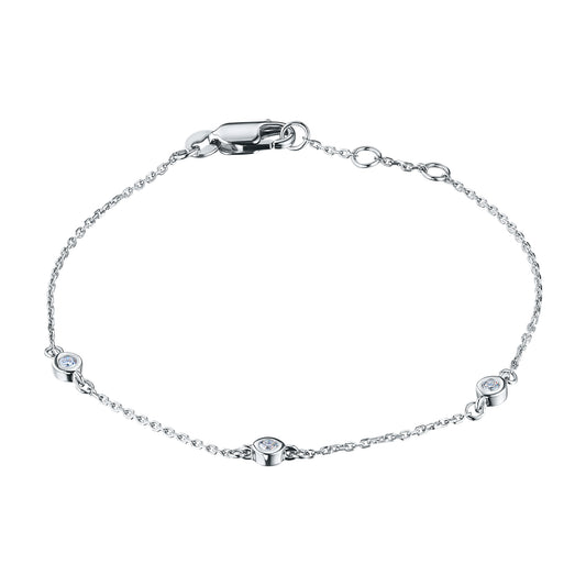 Sterling Silver Bracelet with Lab-Created Diamonds