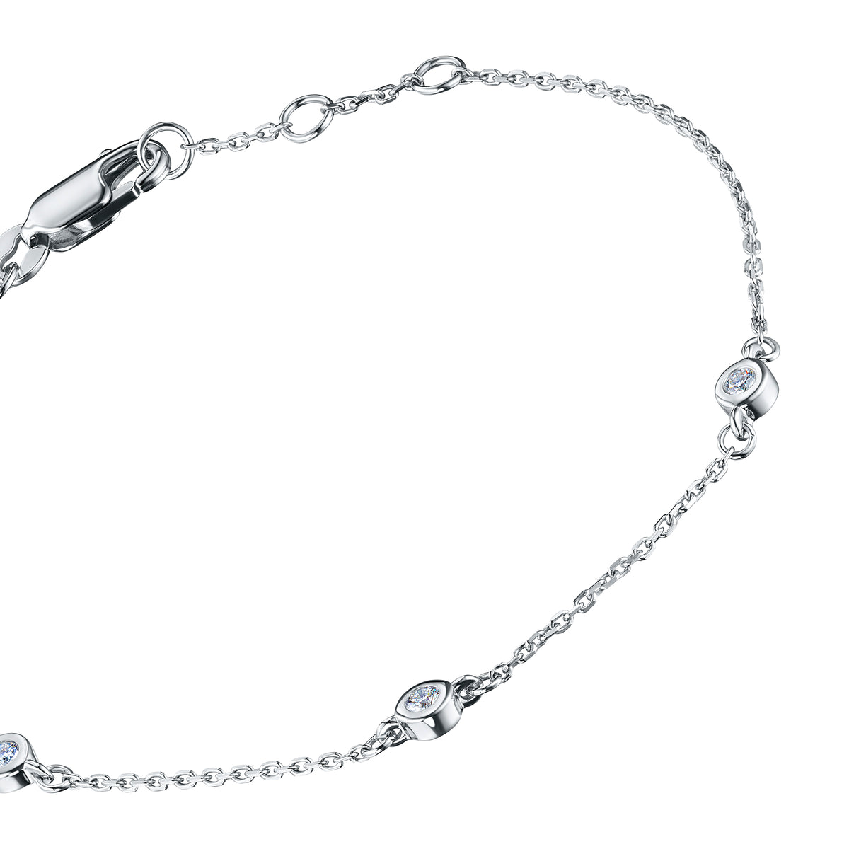 Sterling Silver Bracelet with Lab-Created Diamonds