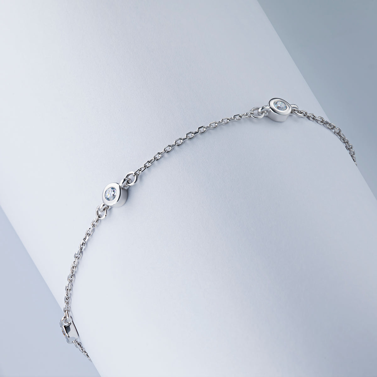 Sterling Silver Bracelet with Lab-Created Diamonds