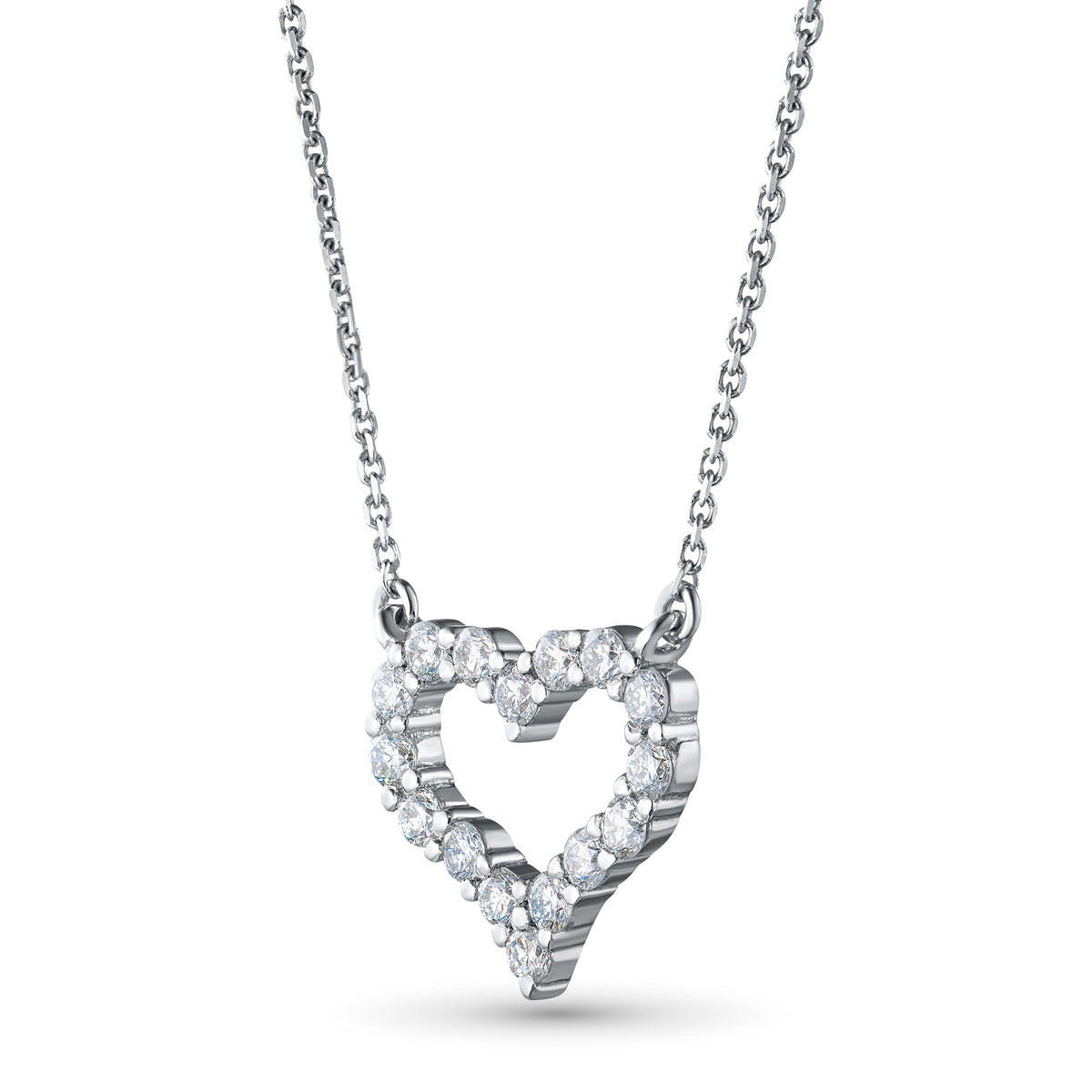14K White Gold Necklace with Lab-Created Diamonds