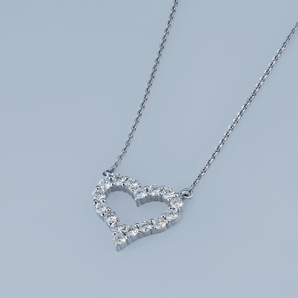 14K White Gold Necklace with Lab-Created Diamonds