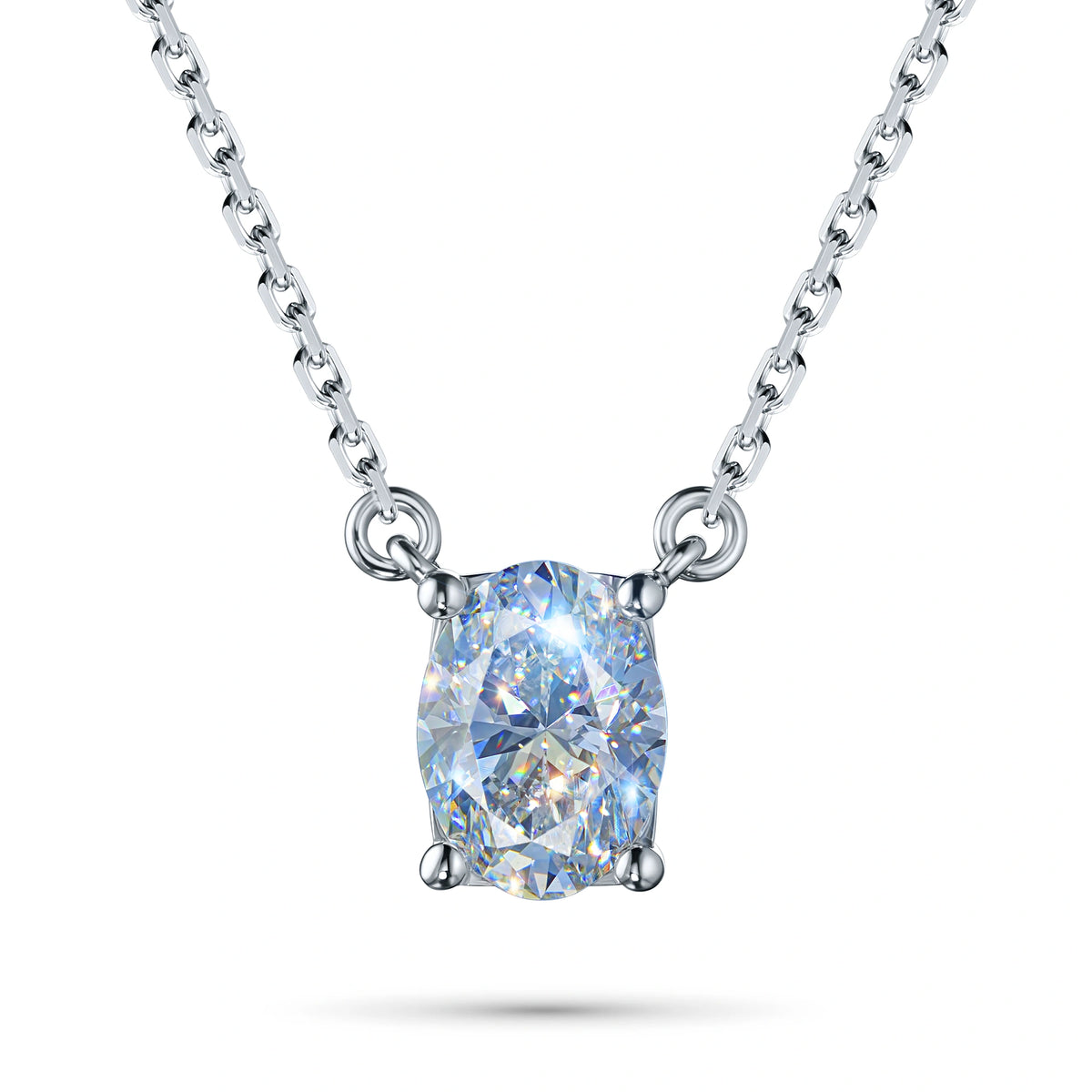 Sterling Silver Necklace with Lab-Created Diamonds