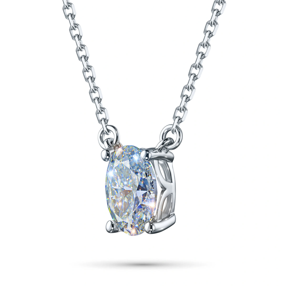 Sterling Silver Necklace with Lab-Created Diamonds