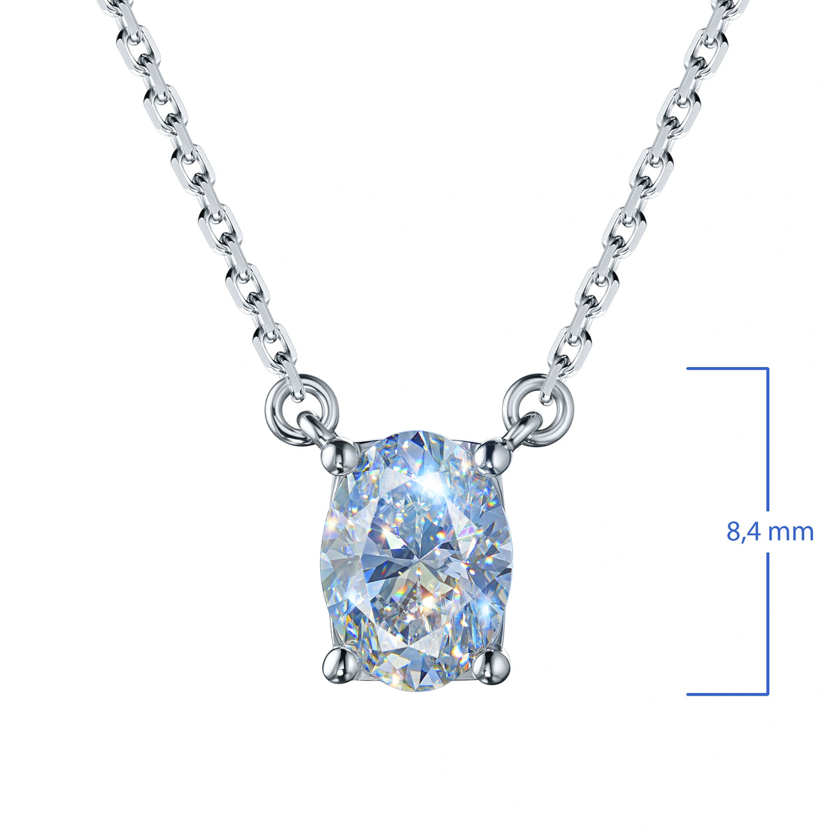 Sterling Silver Necklace with Lab-Created Diamonds