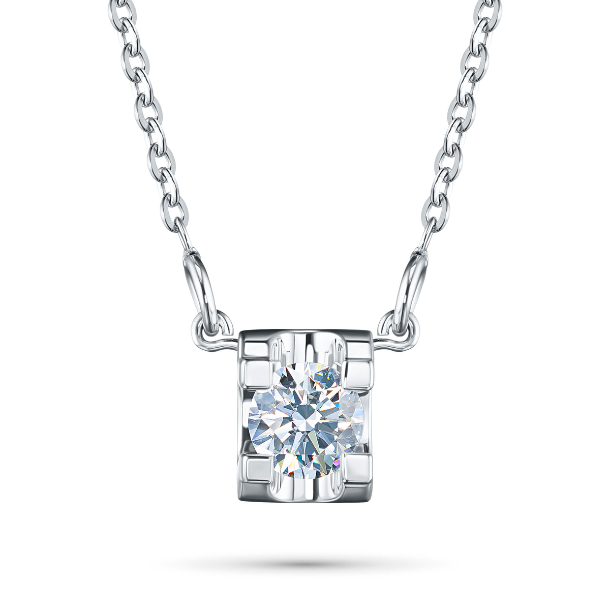 Sterling Silver Necklace with Lab-Created Diamonds